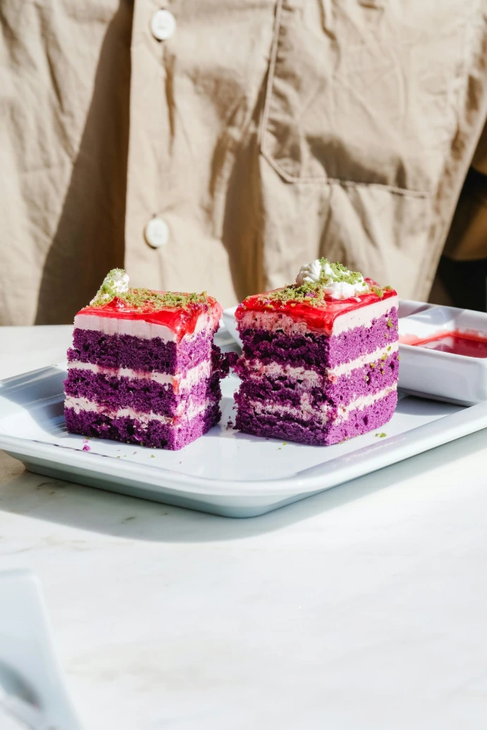 a slice of cake sitting on top of a white plate